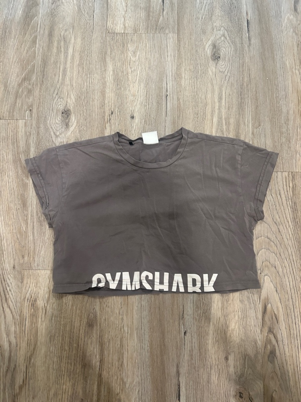 Gymshark Women's Cropped Logo Tee - Taupe with White Logo